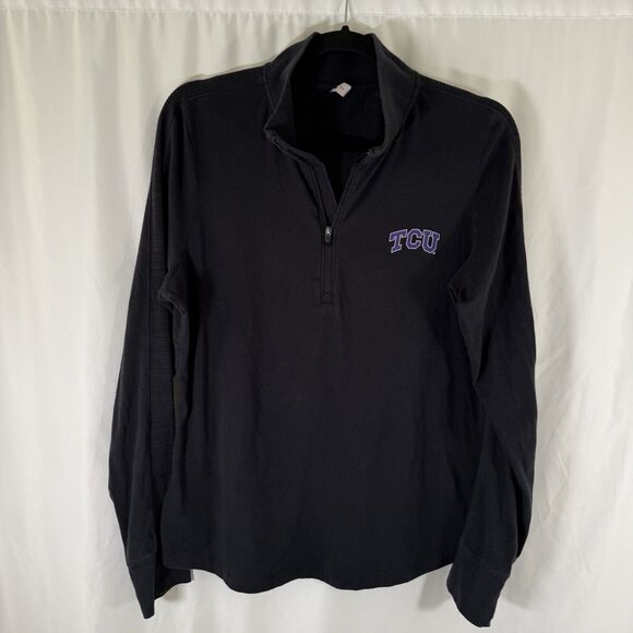 TCU Under Armour Sweater Large Black 1/4 Zip Turtleneck Long Sleeve Breathable - Picture 1 of 13